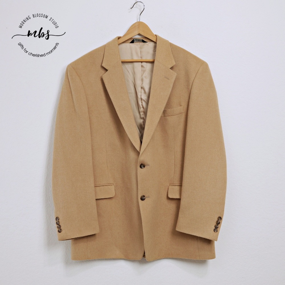 Jos. A. Bank 100% Camel Hair Two Button Sport Coat Blazer Jacket Tan Men 48L